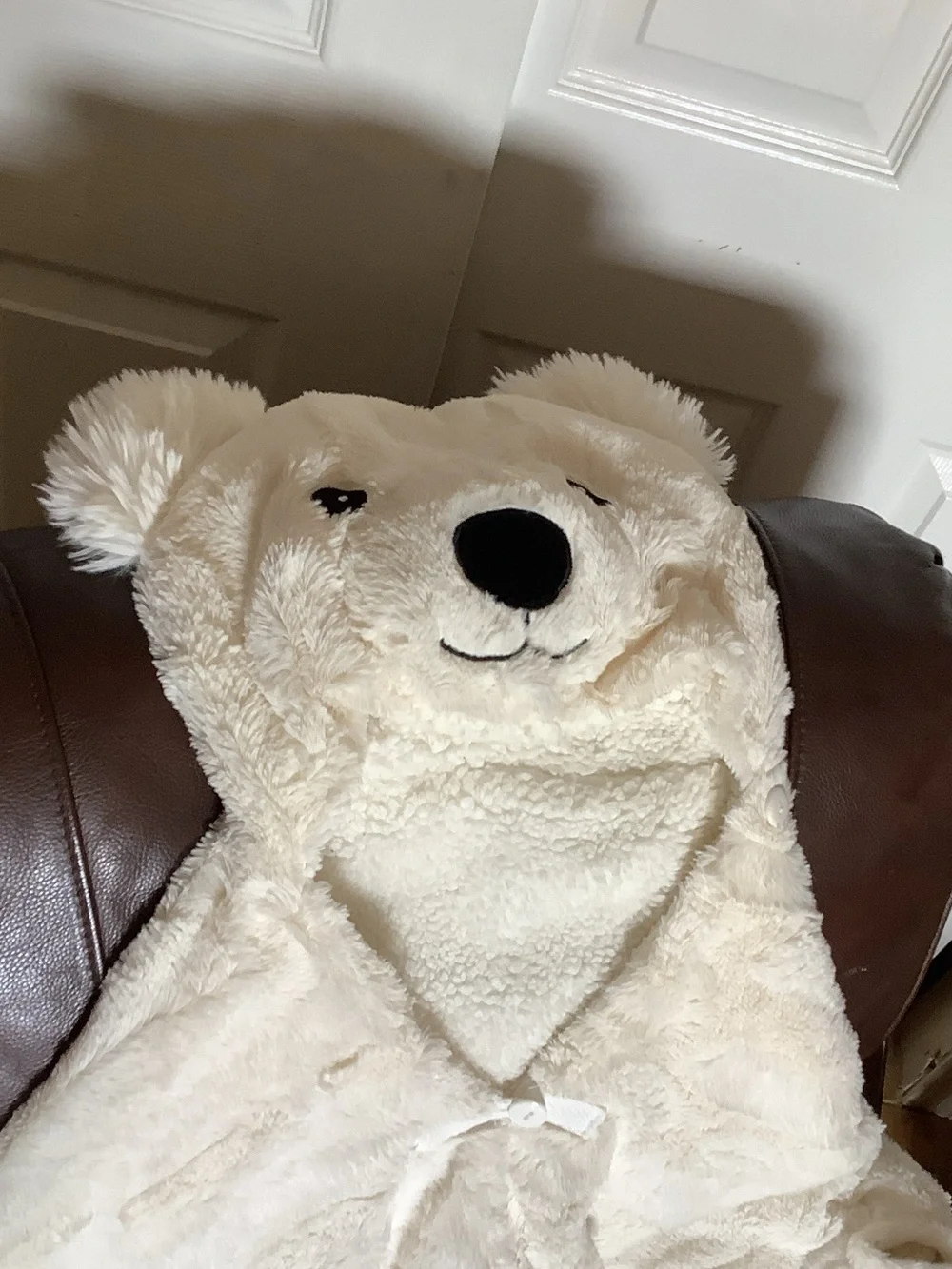 Plush Cream Bear Hooded Throw Blanket - Cozy Faux Fur